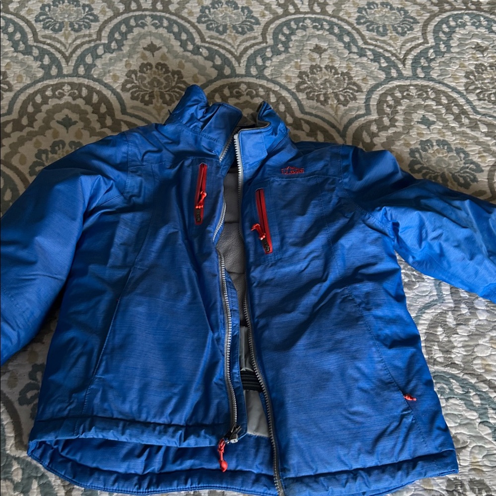 L.L. Bean Kids Blue Puffer Jacket with Red Accents